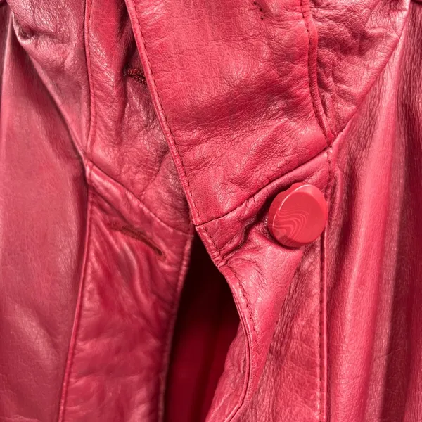 Pelle red leather M mid length trench vintage retro outdoor 70s 80s - Image 6