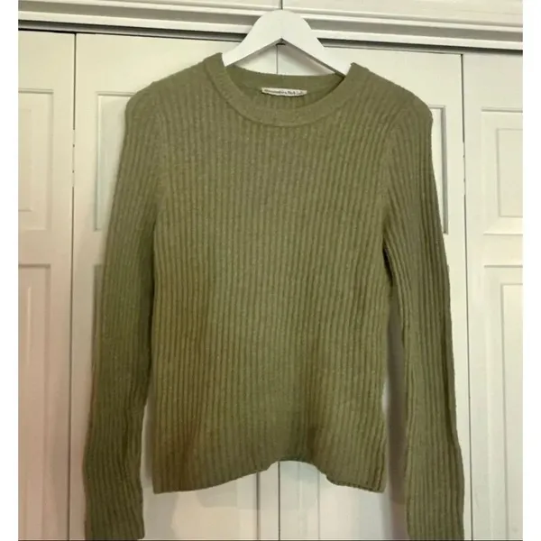 Abercrombie & Fitch green slim crewneck ribbed sweater small - Image 8