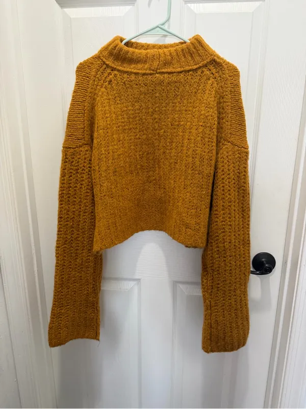 Free People Alpine Alpaca Blend Mock neck Cropped Fair Isle Sweater Small - Image 6