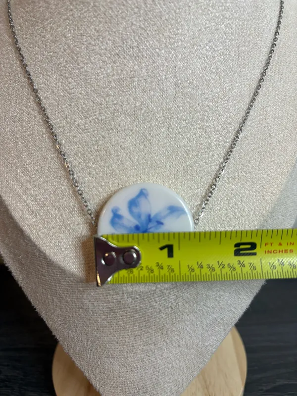 Handmade Blue Flower Necklace | Waterproof & Tarnish Resistant - Image 5