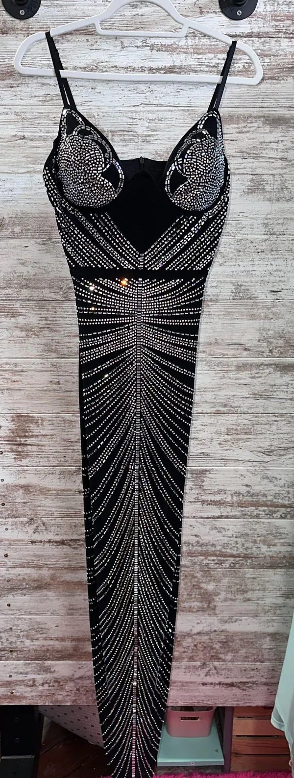 Boutique Black Rhinestone Bodycon Dress - Image 3