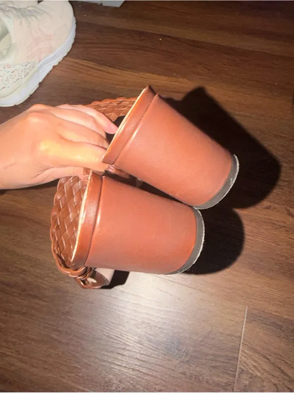 JCREW braided strap Italian leather brown block heels sandal $198 summer party - Image 7