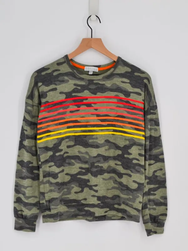 PJ Salvage Camo Rainbow Stripe Lounge Set Sweatshirt & Joggers XS - Image 2