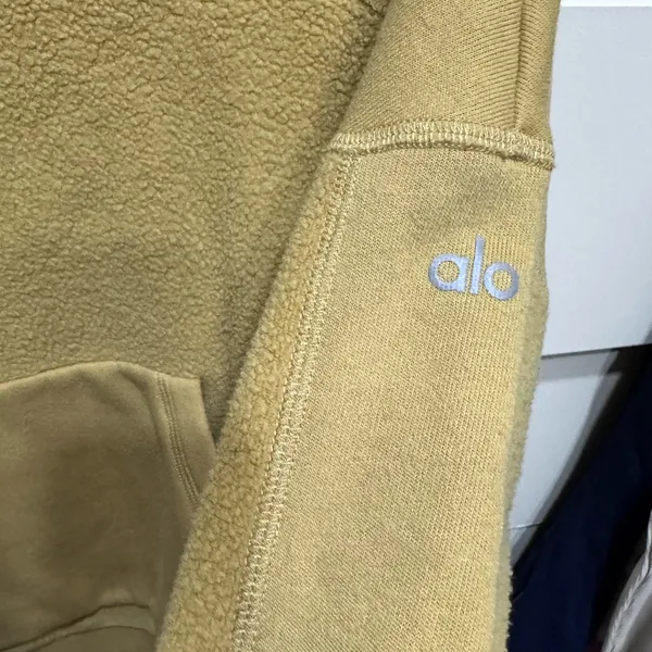 ALO Yoga Mustard Yellow Sherpa Hoodie Jacket - Image 4