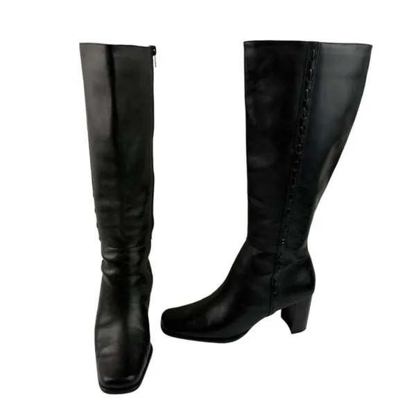*Worthington Renee Boots Women’s Size 8 Black Leather Tall Classic Dark Acadamia - Image 3
