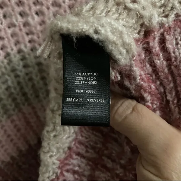 Torrid Pullover‎ Slouchy V-Neck Tunic Sweater Chunky pink ombre Stripe M/10/00 - Image 10