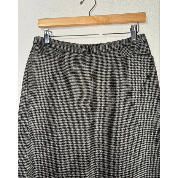 Lauren Ralph Lauren Wool Houndstooth Midi Skirt Womens Size 8 Academia Fall Warm - Image 2