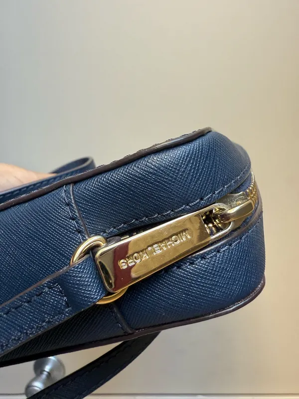 Michael Kors Navy Leather Crossbody with Gold Stud Accents - Image 10