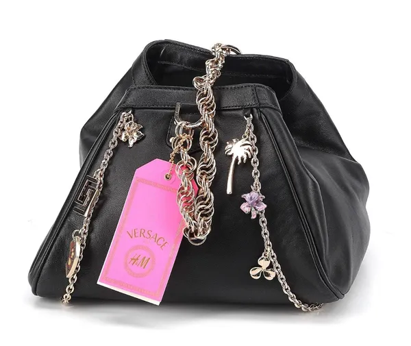 Versace For H&M Black Leather Charms Hobo Bag - Image 8