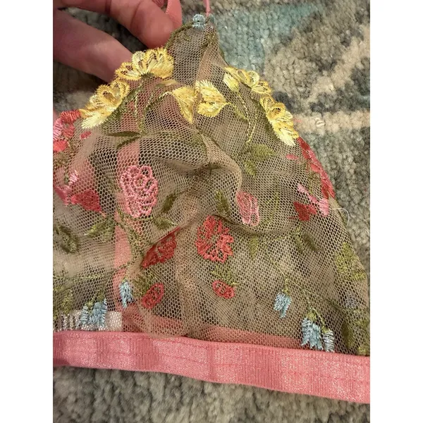 Mapale Pink Garden Two Piece Lingerie Set Embroidered Sz S NWT - Image 7