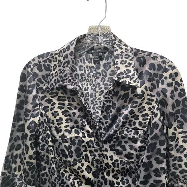 Zara Basic Leopard Print Button Front Dress Animal Print Black Women’s Medium - Image 4