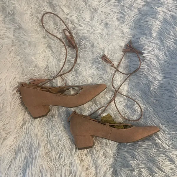 Esprit Lace-Up ballerina Pointed Toe tiny block kitten heels - Image 6