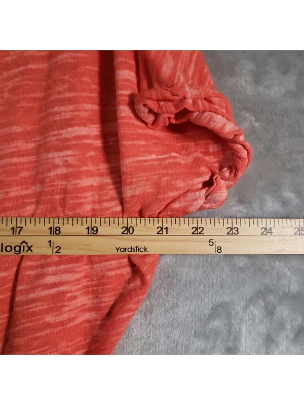 We The Free Knit sheer Top Orange Solid Round Neck Short Sleeve Size M - Image 4