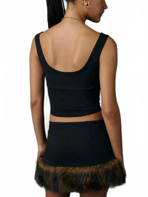 Urban Outfitters Fur-Ever Fine Faux Fur Trim 2-Piece Skirt Set NWT Black Large - Image 3