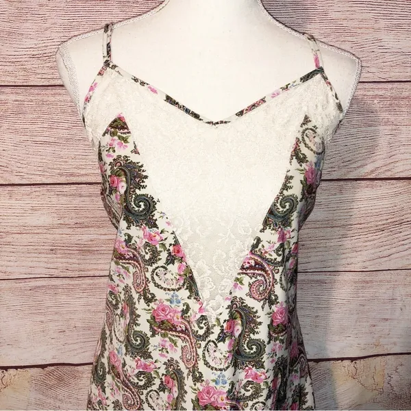 Vintage Victoria Secret Gold Label Paisley Slip Nightie Size L - Image 8