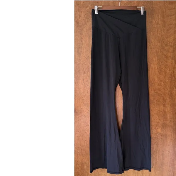 Black Extra High Rise Wide Leg Crossover Flare Active Leggings Gym Yoga Shaping - Image 4