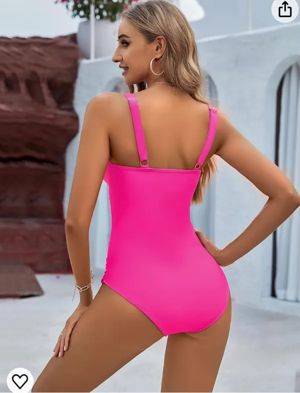 BMJL Women's Tummy Control Swimsuits Mesh Sexy One Piece Bathing Suits Slimming V Neck - Image 3