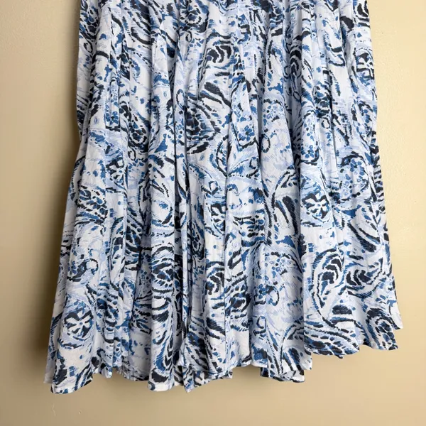 Cupio Skirt Medium Blue Peasant Boho Paisley Coastal Smocked Tiered 100%Cotton - Image 8