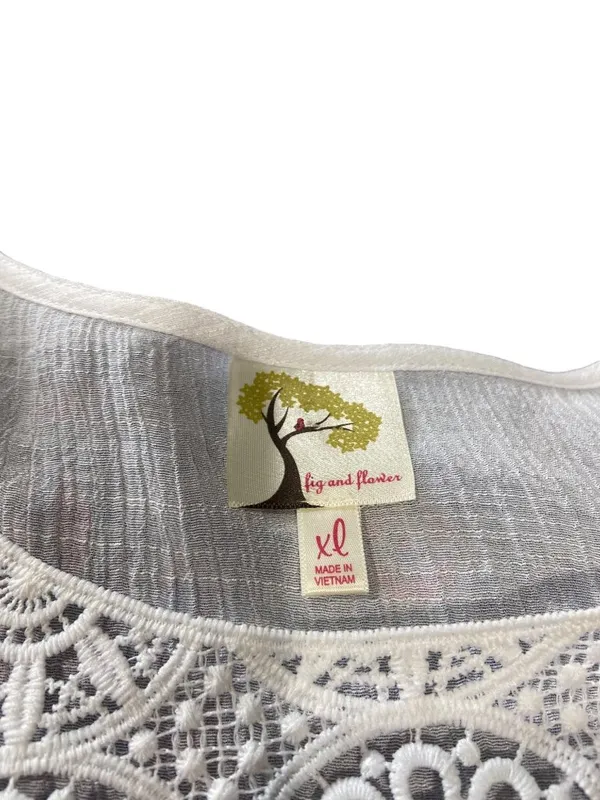 Anthropologie Fig And Flower Gauzy Top White Size XL Boho Cottagecore Coastal - Image 3