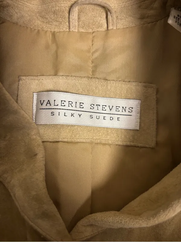 Valerie Stevens Silky Suede 100% Leather Jacket Small Tan Minimalist Blazer Coat - Image 3