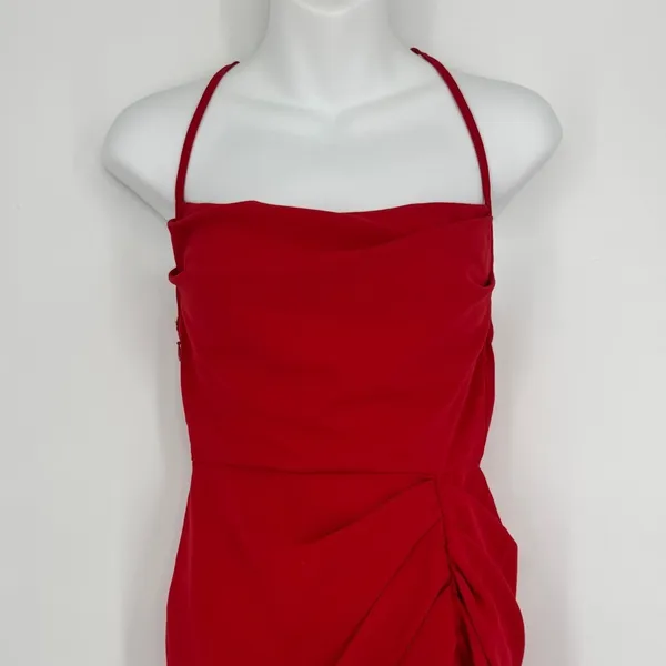 Amanda Uprichard Jasalina Halter Mini Dress Small Red Cocktail Party Date Night - Image 4