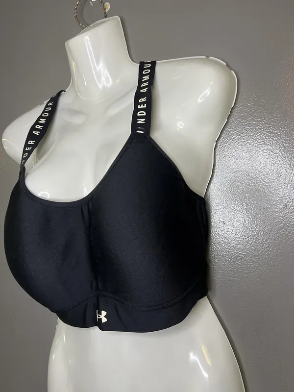 Under Armour Sports Bra Womens XL Black Crossback Padded Stretch Logo Athletic - Image 3