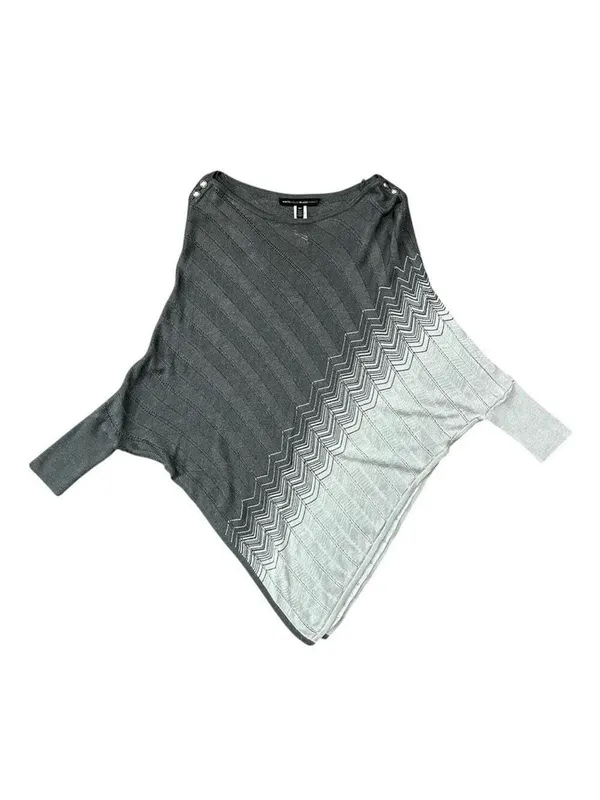White House Black Market Ombre Metallic Batwing Sleeve Knit Poncho Medium Petite - Image 5