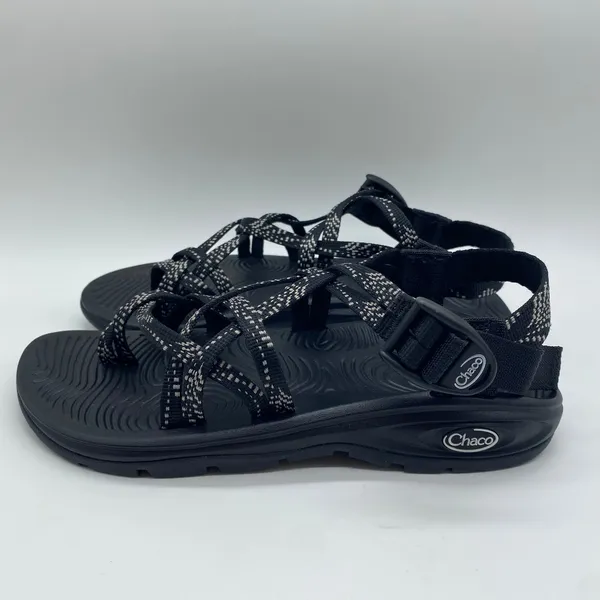NWOT Chaco Black White Strappy Toe Strap Gorpcore Outdoor Sandals Water Women 7 - Image 3
