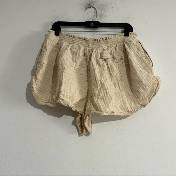 Aerie Cotton Gauze Pull On Shorts XL Beige Neutral Coastal Casual Summer Lounge - Image 3