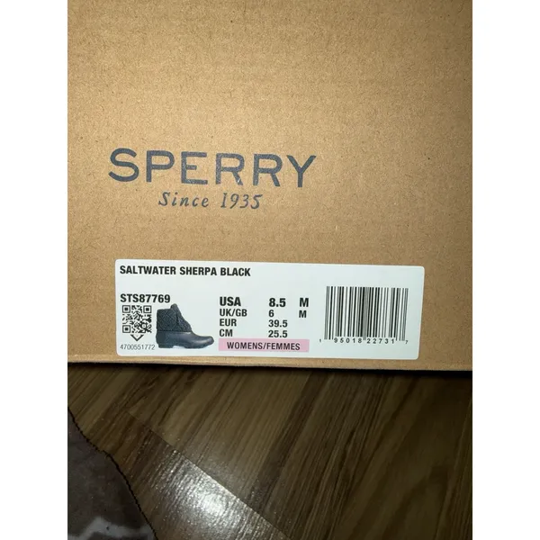 Sperry Saltwater Sherpa Black Duck Boots‎ Women's Size 8.5 EUC - Image 5