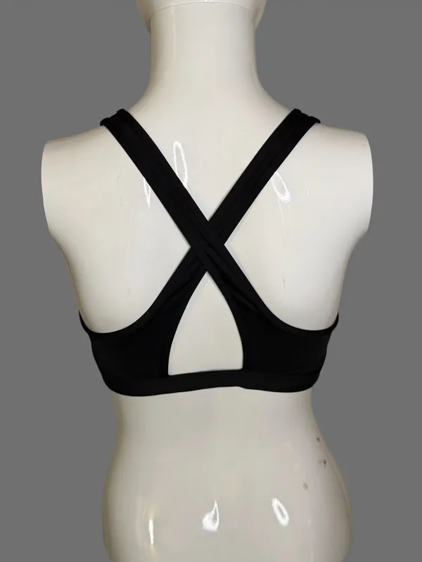 PINK Victoria's Secret Black Slashed Front Sports Bra - Image 6
