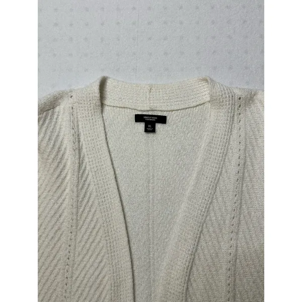 Simply Vera Vera Wang Long Cardigan Sweater White Textured Knit Women’s XL - Image 4