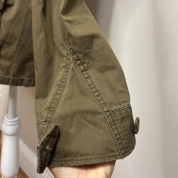 J.‎ Crew Jacket Brown Button Up Lightweight Utility Drawstring Waist Military S - Image 11