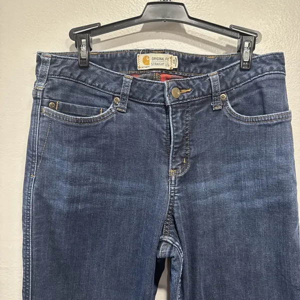 Carhartt Women’s Jeans Flannel Lined Straight Original Fit Size 10 Blue Denim - Image 2