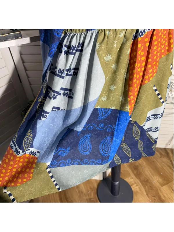 Vintage 90s boho dress patchwork hippie langenlook paisley floral 70s cottage M - Image 10