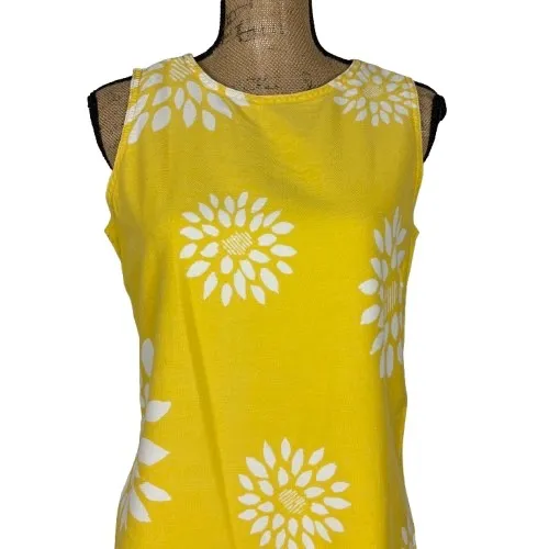 Vintage A.M.I. Cotton Shift Dress Yellow‎ Sunflower Floral Summer Size Medium - Image 2