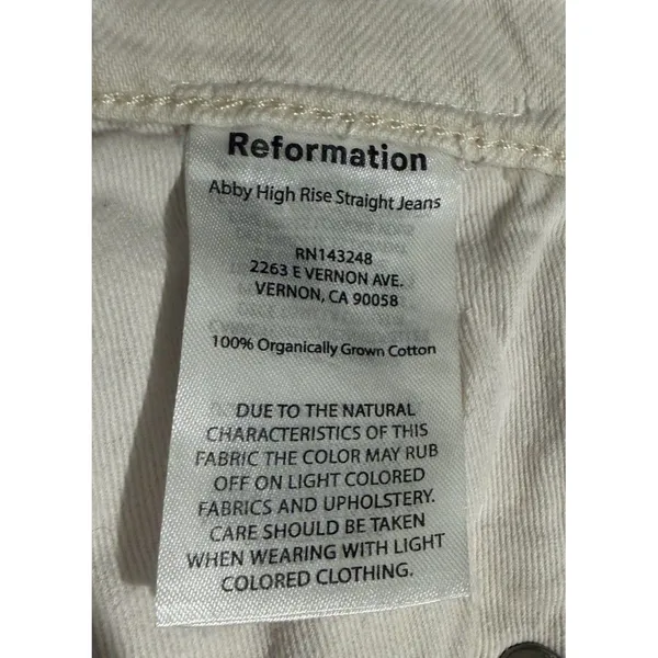 Reformation Jeans Womens 24” White Denim Amy High Rise Straight Leg - Image 4