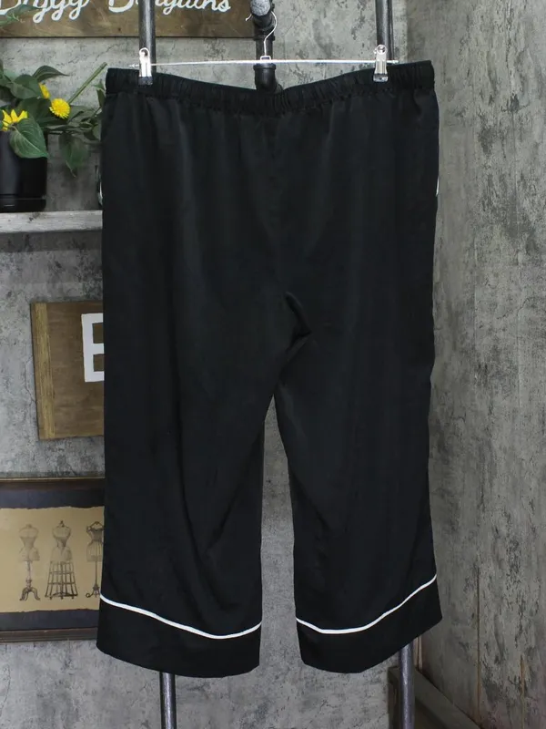 Anybody Womens Piped Satin Pajama Pants A353765 Black / White XL - Image 2