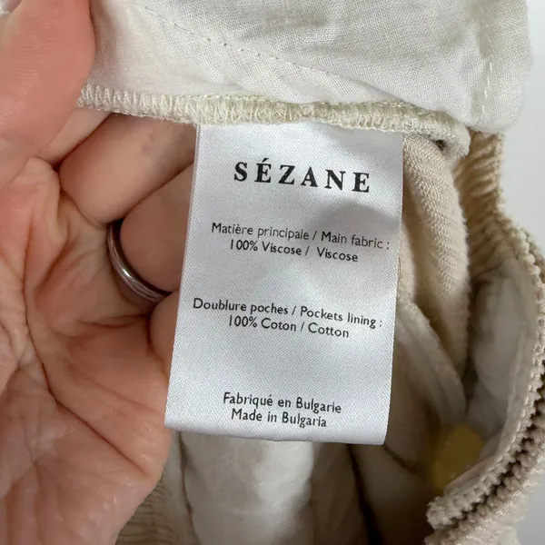Sézane Cream Corduroy‎ Wide Leg Trousers Pants Size 40 US 8 Minimalist Old Money - Image 7