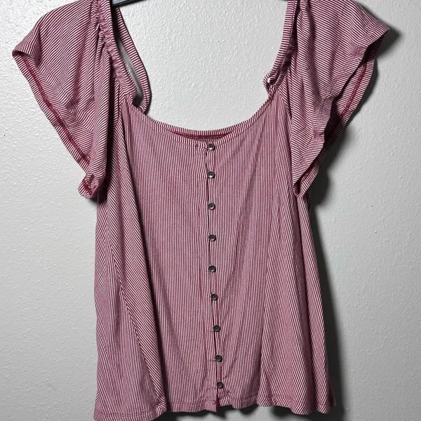 American Eagle Off Shoulder Stripe Top Blouse Soft &‎ Sexy Size XS - Image 2