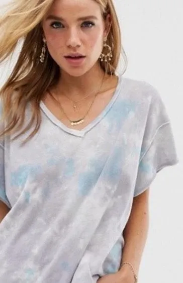 Free People All Mine Tie Dye Tee Shirt V-Neck Women's Size Small NWT New - Image 4