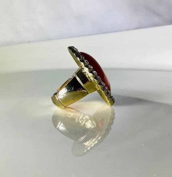 INC Large Coral Stone Ring - Image 2