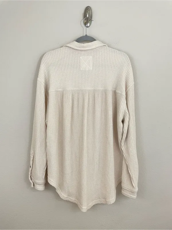 Aerie Cake Batter Anytime Fave Waffle Shirt Oversized Shacket‎ Size XS - Image 8
