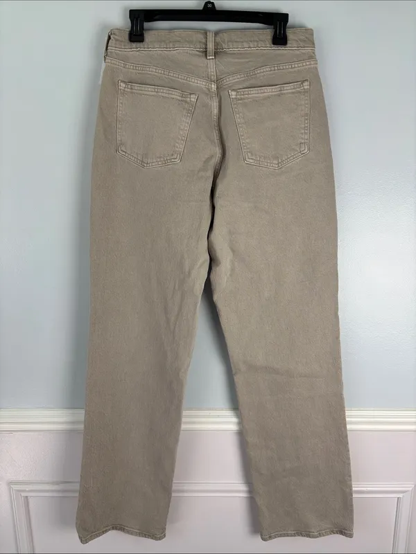 NWT Abercrombie & Fitch Curve Love Low Rise Baggy Jean Cream Color Sz 28/6 Tall - Image 5
