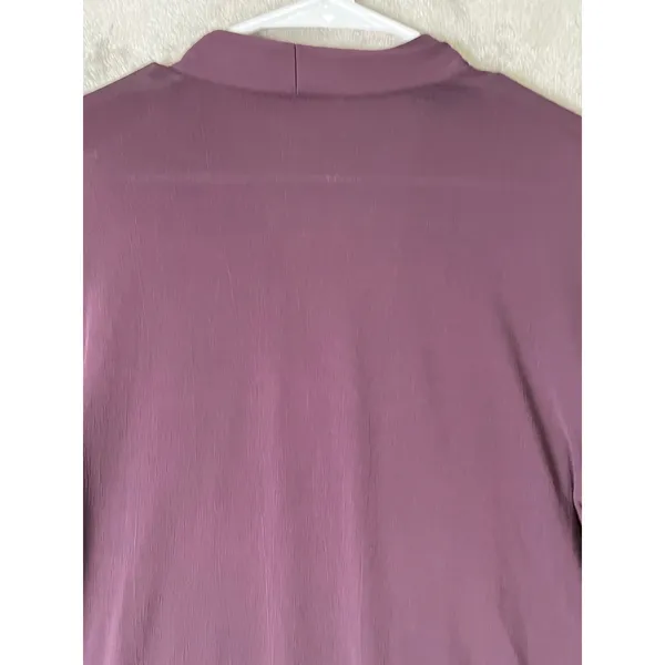 MM.LaFleur Draped Crossover Surplice Long Sleeve Workwear Blouse Plum Size Large - Image 4