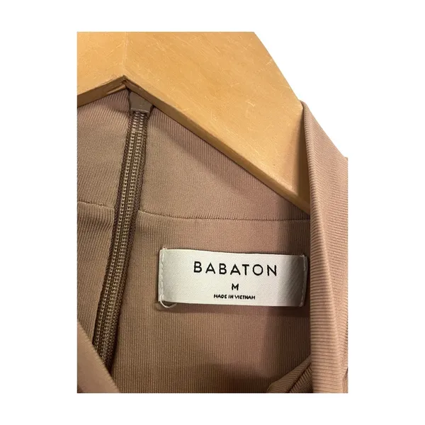 Aritzia Babaton Bodysuit Top Womens Medium Brown Mock Neck Long Sleeve Stretch - Image 3