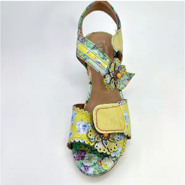 L'Artiste Spring Step Voguesh Floral Leather Block Heel Sandals 39 US 8.5 Boho - Image 10