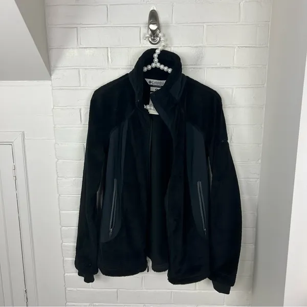 Columbia Black Zip Up Interchangeable Fuzzy Faux Fur Jacket Size M - Image 9