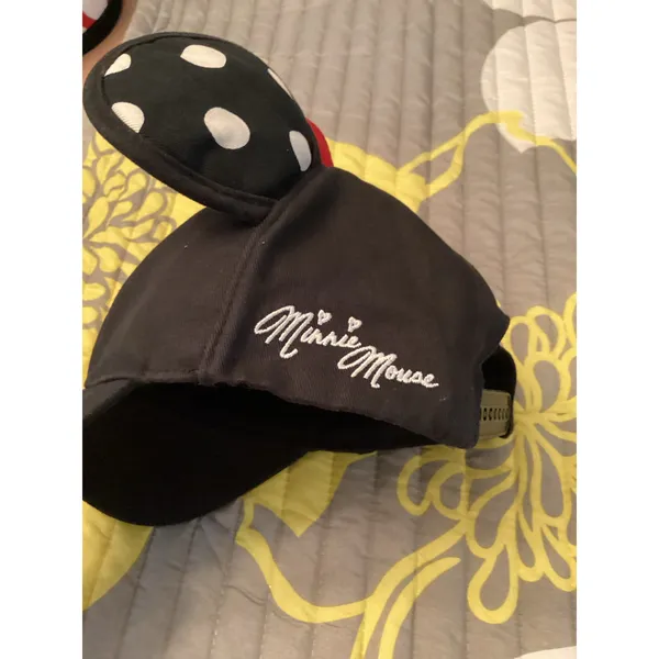 NWOT Disney Parks Minnie Mouse Black Baseball Cap w a Red Bow Polkadot Hat - Image 2