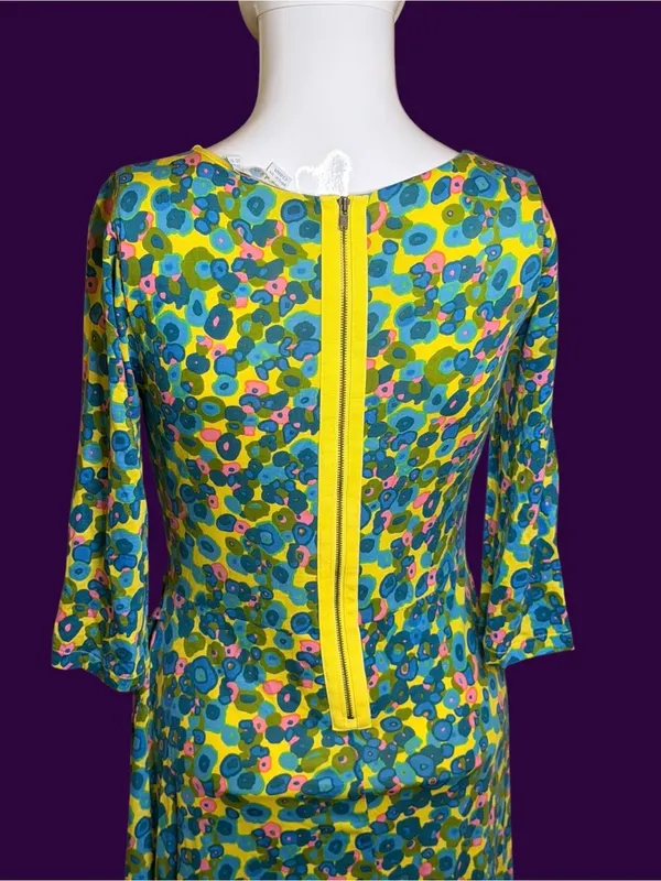 Boden Yellow, Blue & Pink Floral Scoop-Neck Midi Dress - Image 6